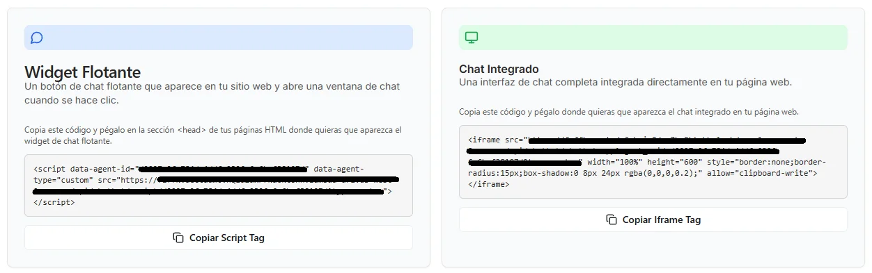 Copying the chatbot embed code