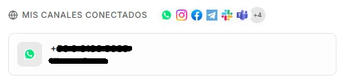 WhatsApp channel export showing a connected phone number