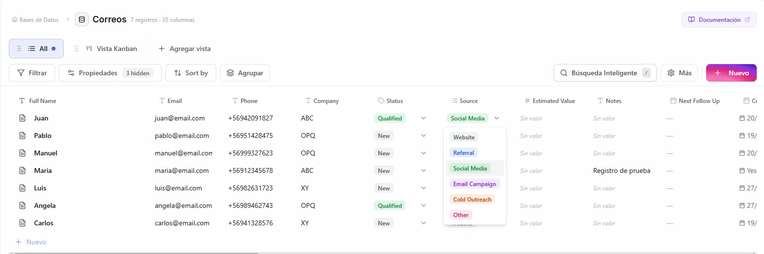 Multi select column showing colored tag badges