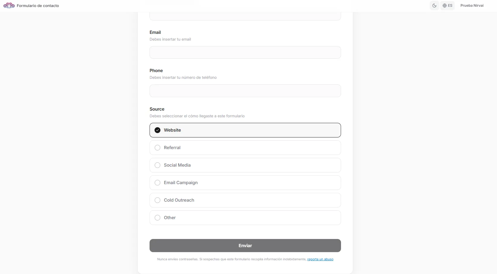 Form field with custom option labels for a select column