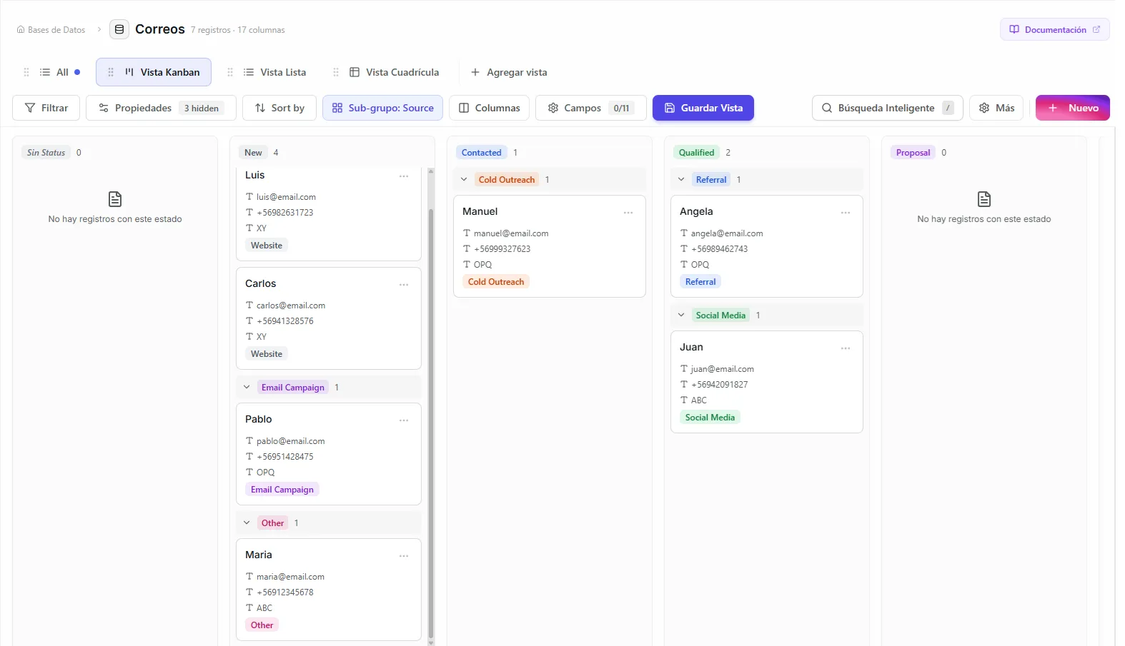 Kanban board with swimlane sub-grouping