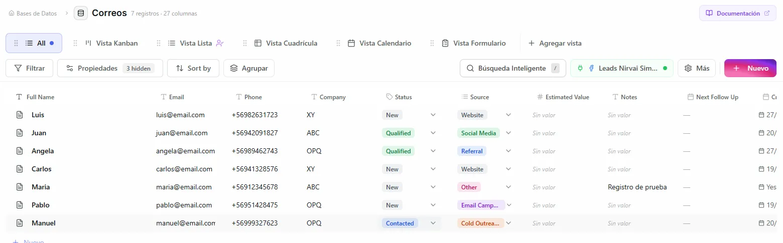 Connector status indicator in the database header