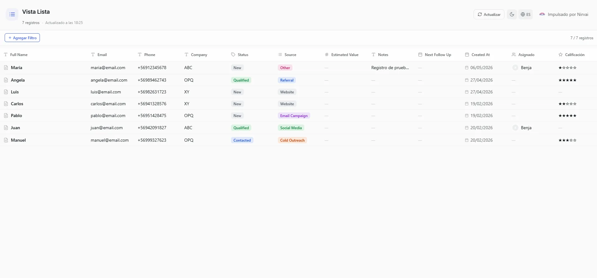 The public view page as a visitor sees it