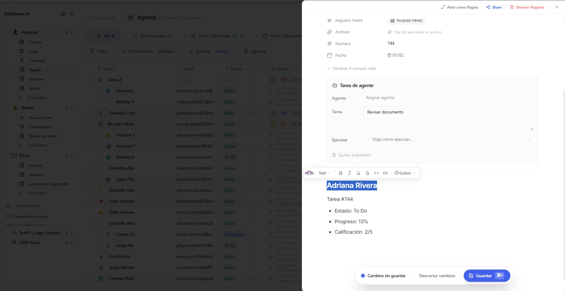 Bubble menu showing formatting options on text selection