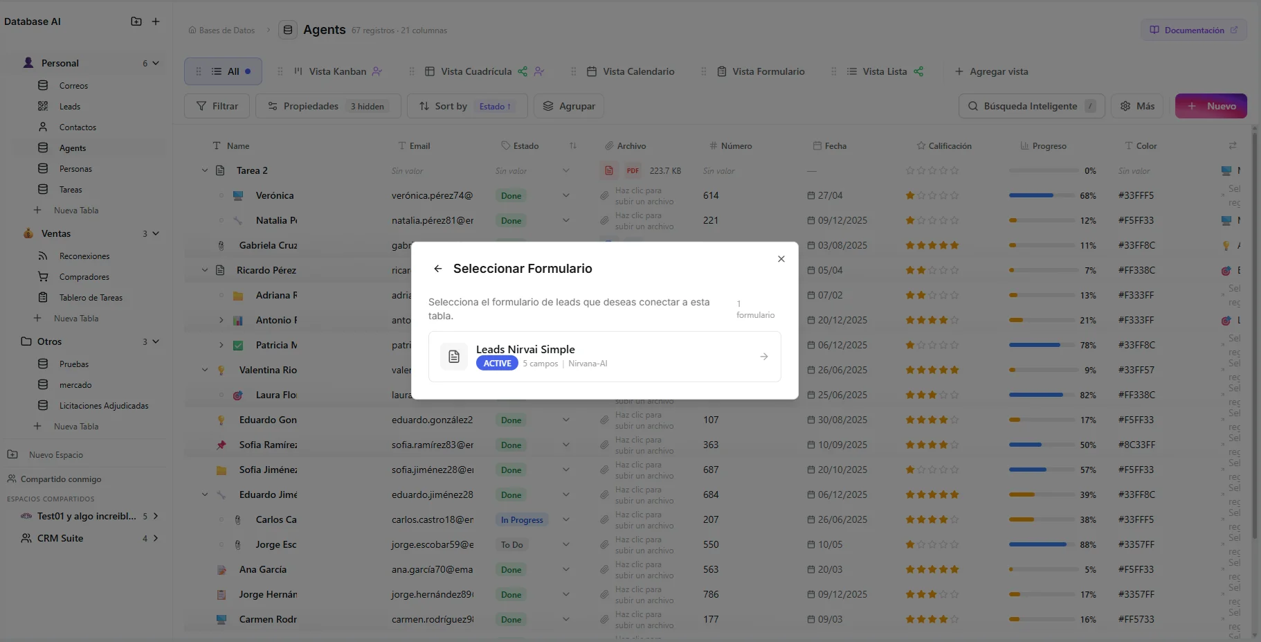 Selecting the lead form to connect to your database